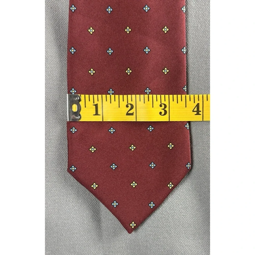 BALENCIAGA Pour Homme Tie Mens Burgundy Silk Geometric Italy 62x3.5
